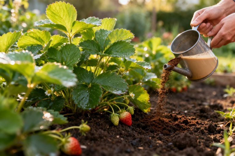 Infusion de marc de café pour favoriser la croissance des fraisiers